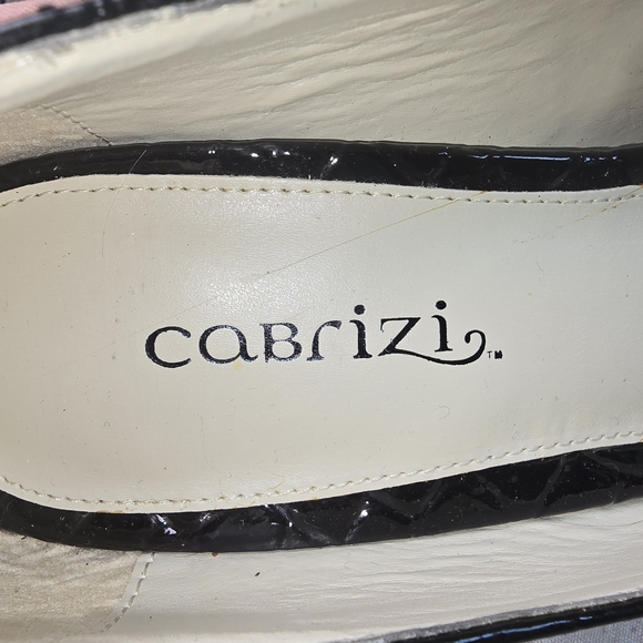 CABRIZI HOLLY CROC EMBOSSED GLOSSY BLACK HEELS PUMPS WOMENS 7.5 EUC - Picture 10 of 13